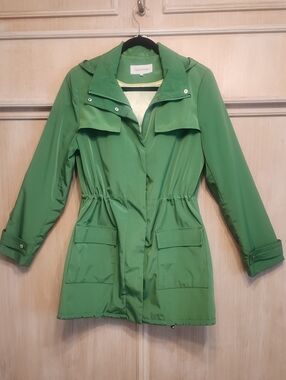 Calvin Klein Bright Green Utility Rain Jacket with Flap Pockets Sz M